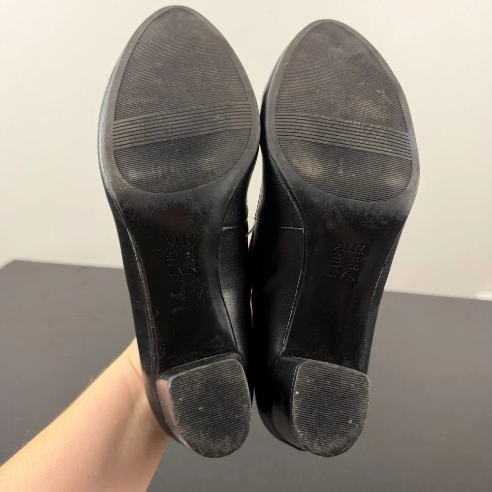 Naturalizer Naomi Pumps Women 9.5M Black Leather Block Heel Comfort Shoes Career